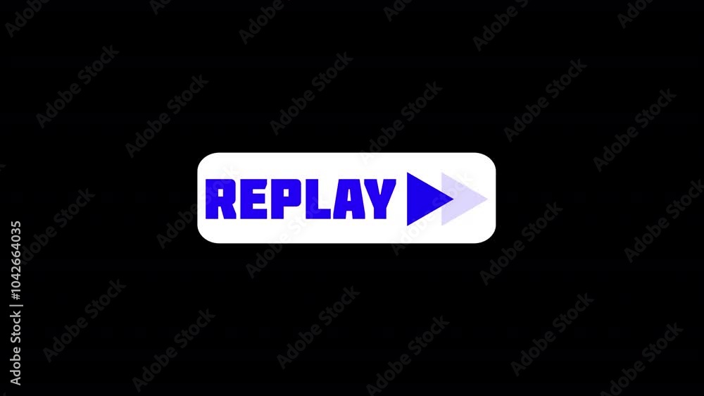 Poster loop action replay icon animation on black background, replay icon replay sign background,