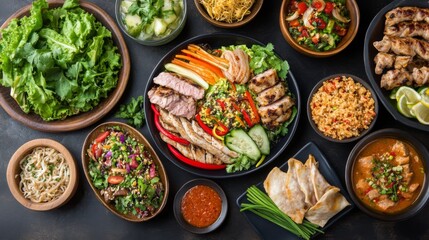 Vibrant Food Presented with Sauces and Garnishes