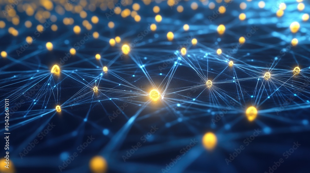 Poster abstract digital network with glowing points