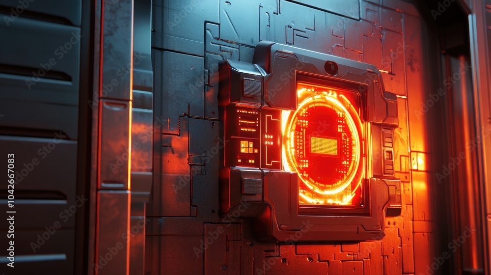Poster futuristic digital display with security features