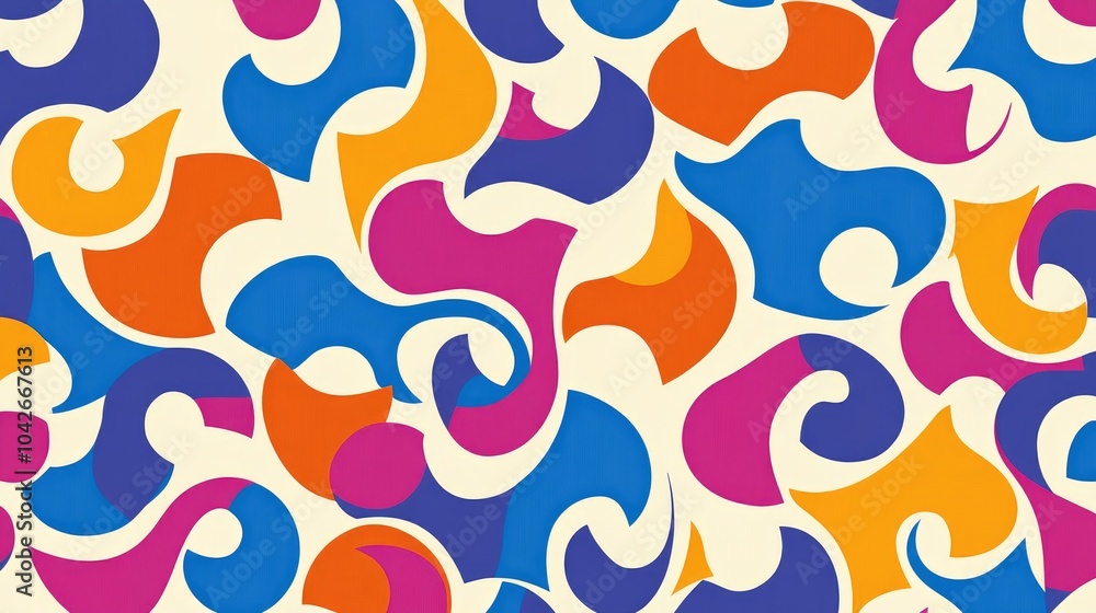 Poster playful dynamic background with bold swirling patterns
