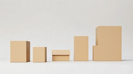 Cardboard boxes of different sizes on a white background