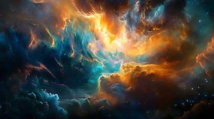 A dream-like scene with swirling nebulae and cosmic elements flowing towards the being as if drawn into its very essence