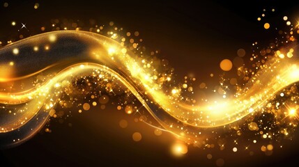 Glowing Golden Wave Digital Background
