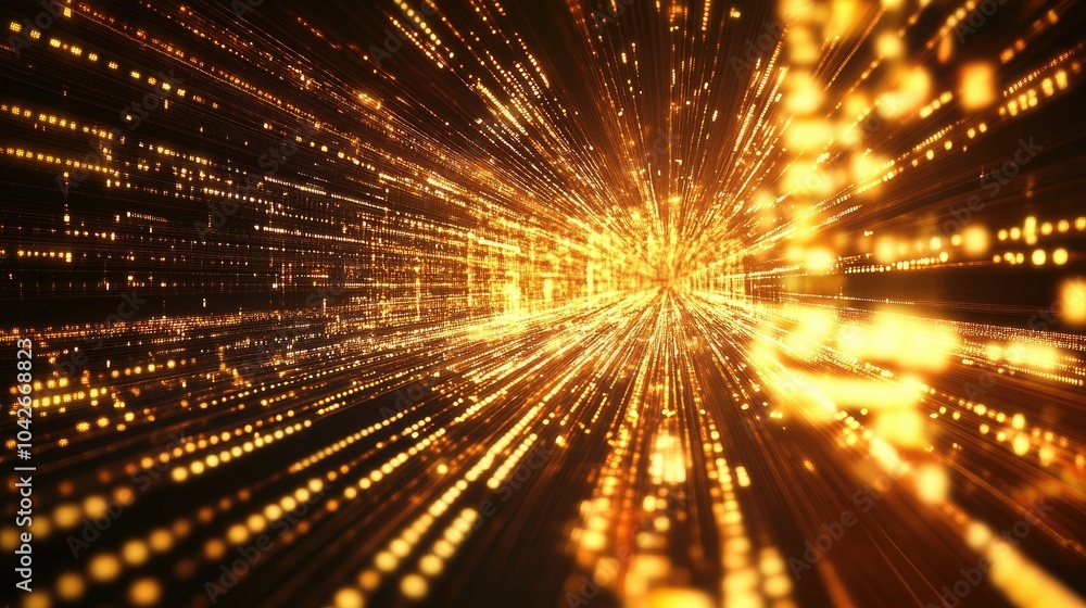 Poster radiant golden light grid pattern with dynamic effects