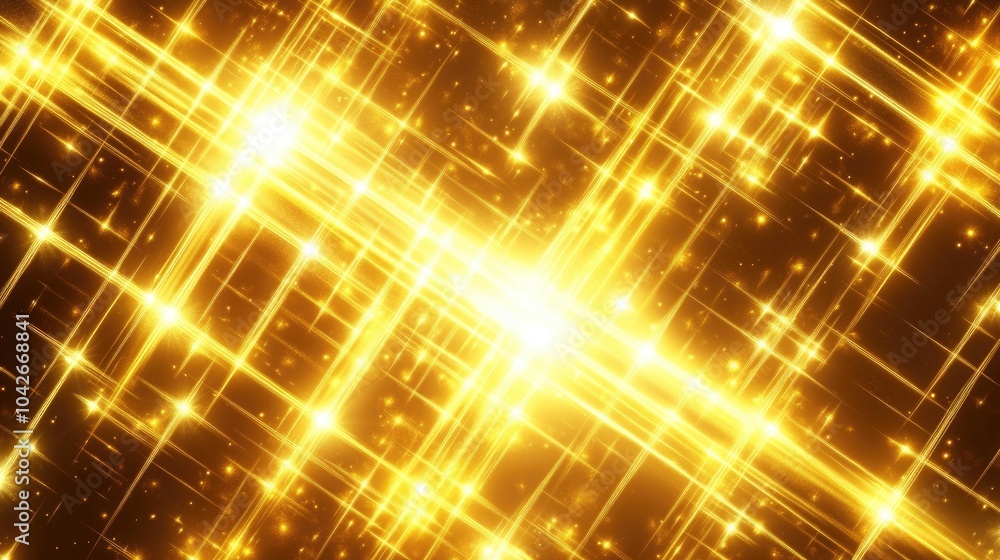 Poster golden glowing light pattern with grid effect