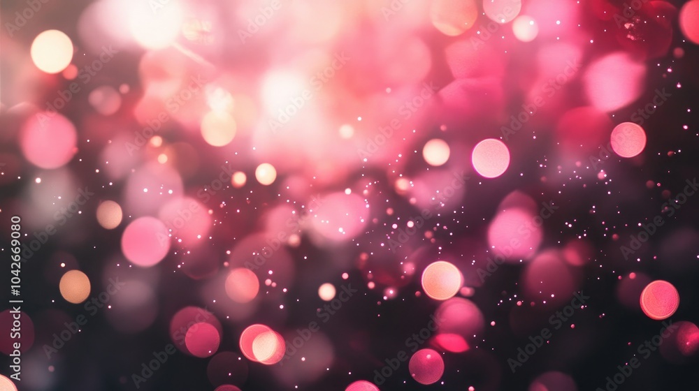 Poster glowing pink abstract background with bokeh effect