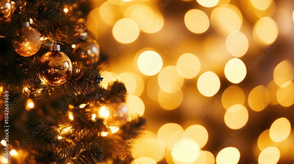 Poster golden bokeh background with blurred lights
