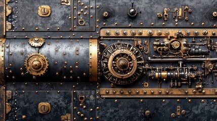 Naklejka premium Industrial Steampunk Mechanical Door Detail