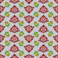 Seamless filigree Ikat Pattern for regal fabric. 