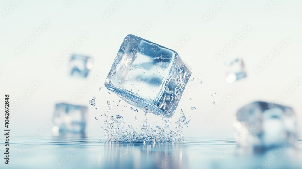 Poster striking visual of an ice cube in motion