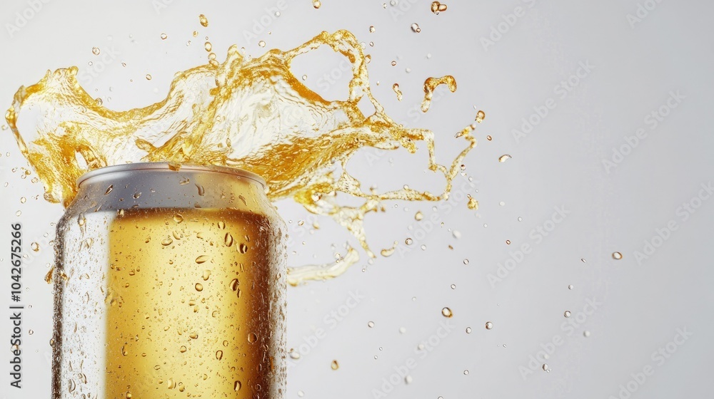 Poster dynamic splash from beer can opening