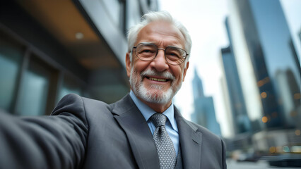 Naklejka premium Professional Man Smiling in Urban Setting