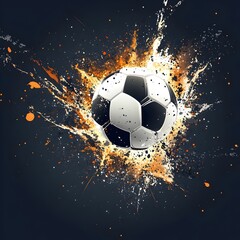 Fototapeta premium Dynamic Soccer Ball Explosion in Fiery Sports Action Concept