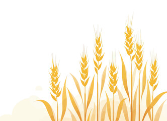Wheat Field Silhouette on White Background