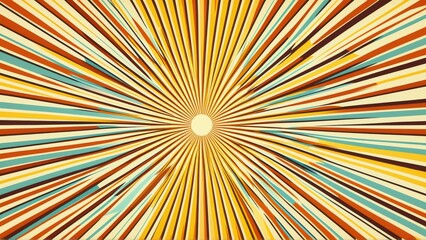 Fototapeta premium 2D Cartoon Illustration of Vintage Sunbeam Background Pattern