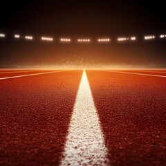 Vibrant Sports Stadium Arena with Illuminated Running Track for Intense Athletic Competition