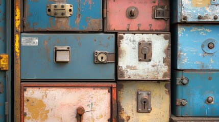 Stack of Vintage Safety Deposit Boxes