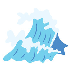 Ocean Waves Illustration in Abstract Design. Isolated on White Background.