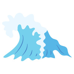 Ocean Waves Illustration in Abstract Design. Isolated on White Background.