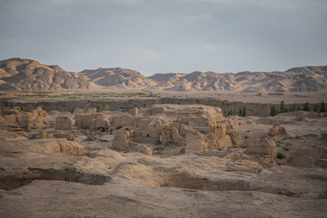 Site of Yar City Jiaohe Ruins . a famous World Heritage Sites in Turpan, Xinjiang, China.