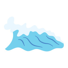 Ocean Waves Illustration in Abstract Design. Isolated on White Background.