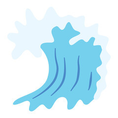 Ocean Waves Illustration in Abstract Design. Isolated on White Background.