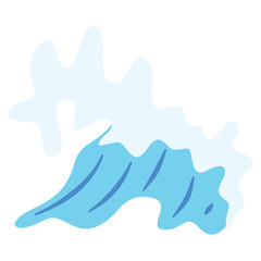 Ocean Waves Illustration in Abstract Design. Isolated on White Background.