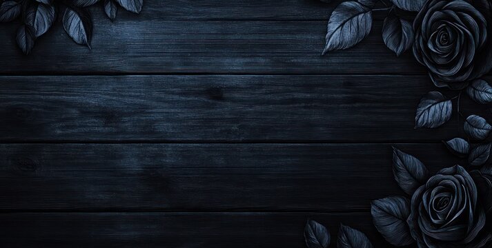 A dark, textured background featuring black roses and leaves, ideal for elegant designs.