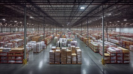 An expansive distribution center housing a diverse array of goods, illustrating the complexity and scale of today's logistics networks