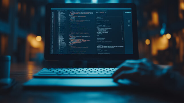 Programmer working on code on a computer screen