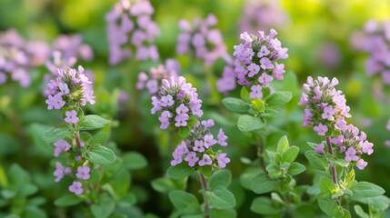 Close-up of Delicate Lavender Flowers on Green Stems