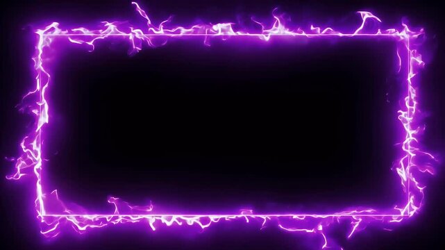 vivid violet frame that ignites blazing rectangle stunning display black background futuristic energy abstract neonburning square graphic animation 4K resolution intro