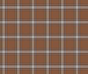 Plaid fabric pattern, brown, gray, black, seamless for textiles, and for designing fashionable clothes, skirts, pants or decorative fabrics. Vector illustration.