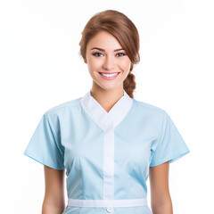 Blonde nurse on a white background.