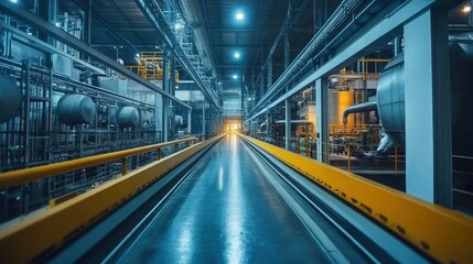 Fototapeta premium High angle view, in a clean modern factory