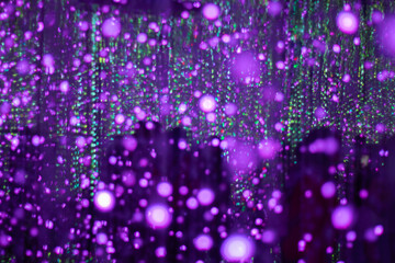 Abstract image of colorful light string at night. blur bokeh image