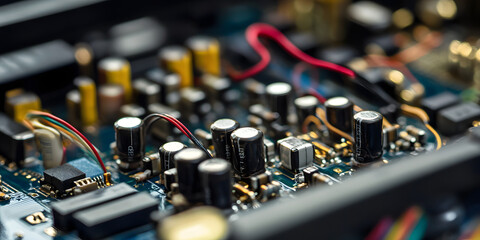Close-up of electronic circuit board components