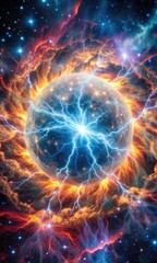 A vibrant cosmic explosion with swirling nebula patterns.