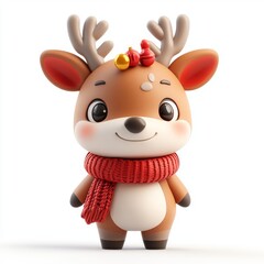 Fototapeta premium Cute Cartoon Deer in Christmas Style
