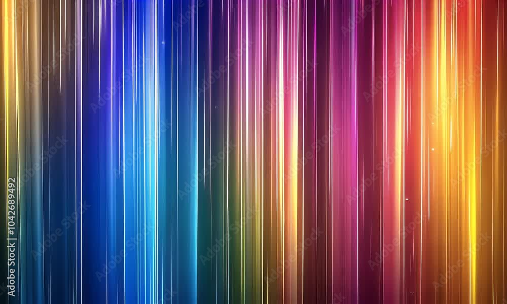 Poster abstract background with colorful light rays and vertical lines, vector illustration. digital art de