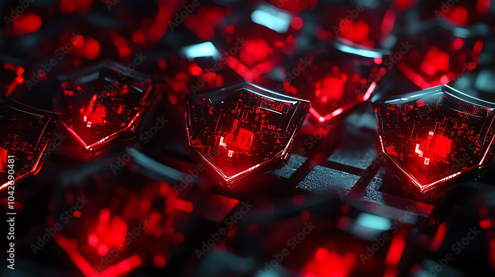 Aufkleber Illuminated red computer keyboard featuring digital elements a stunning fusion of technology and aesthetics for modern workspaces