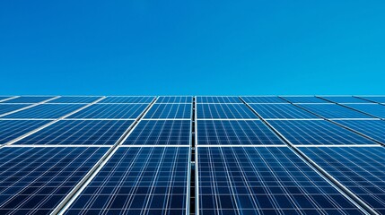 Solar panels on a rooftop under a clear sky vibrant lighting high detail clean sharp focus ultra HD photography
