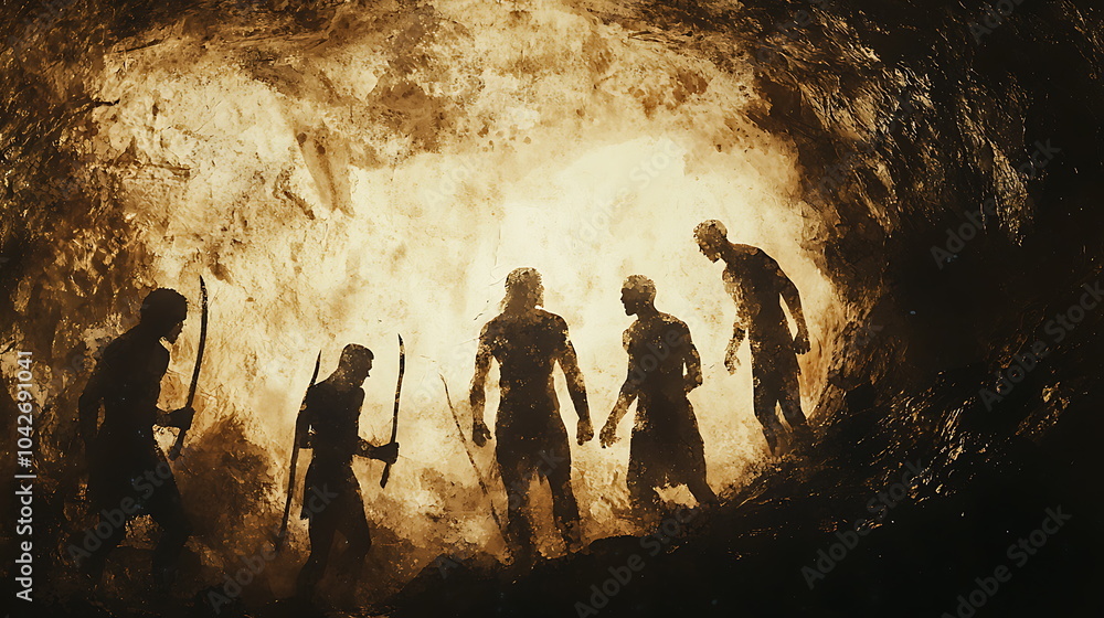 Poster dramatic silhouetted figures engaged in a fiery encounter a visual representation of conflict and su