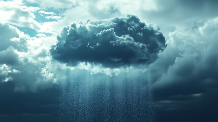 Dramatic stormy cloud formation with heavy rainfall illuminated by a dark sky capturing the essence of nature's power and beauty