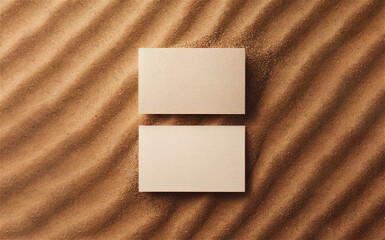 해변 모래 위 명함 목업 템플릿