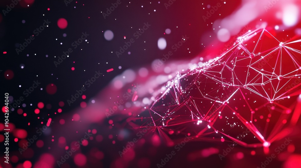 Poster exploring the depths of abstract geometric neon red backgrounds created with generative ai technolog