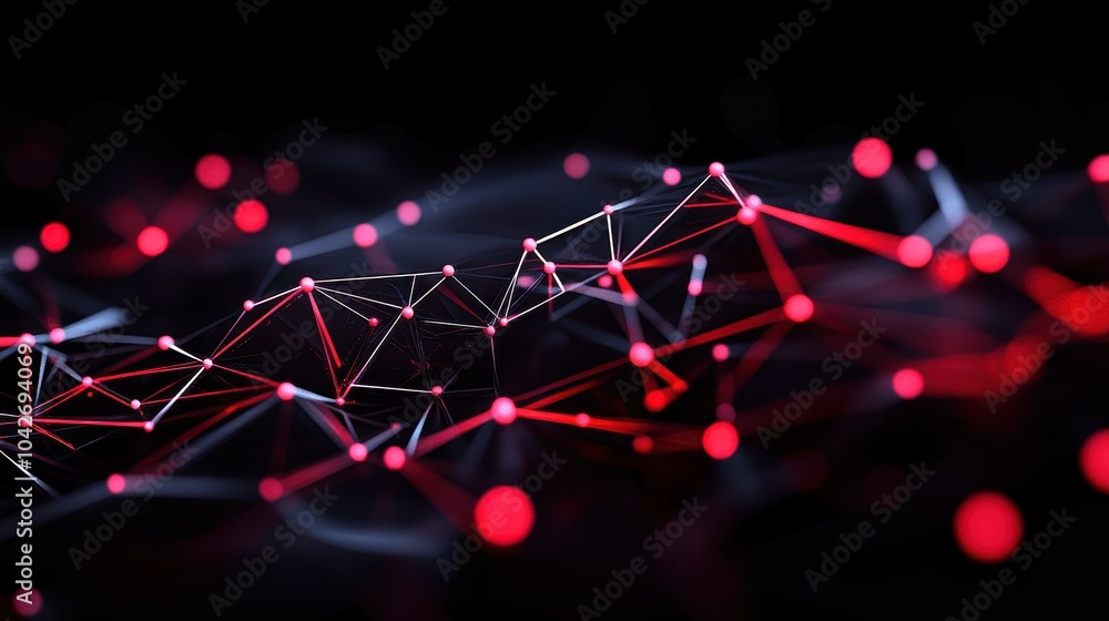 Poster exploring the depths of abstract geometric neon red backgrounds created by generative ai techniques 