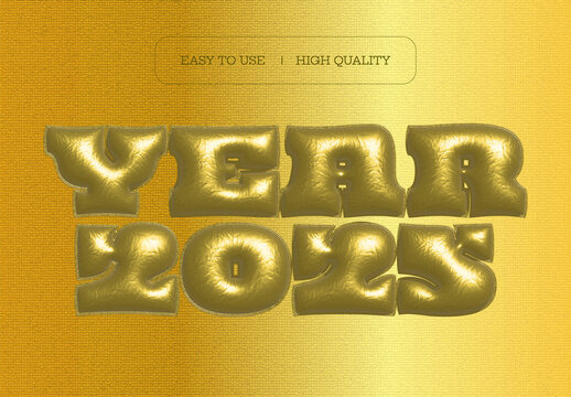Year 2025 Gold Text Effect