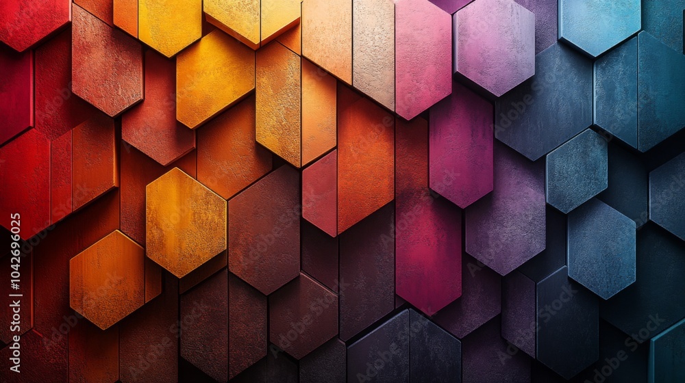 Poster this artwork features a striking arrangement of hexagonal panels in a modern interior, combining viv
